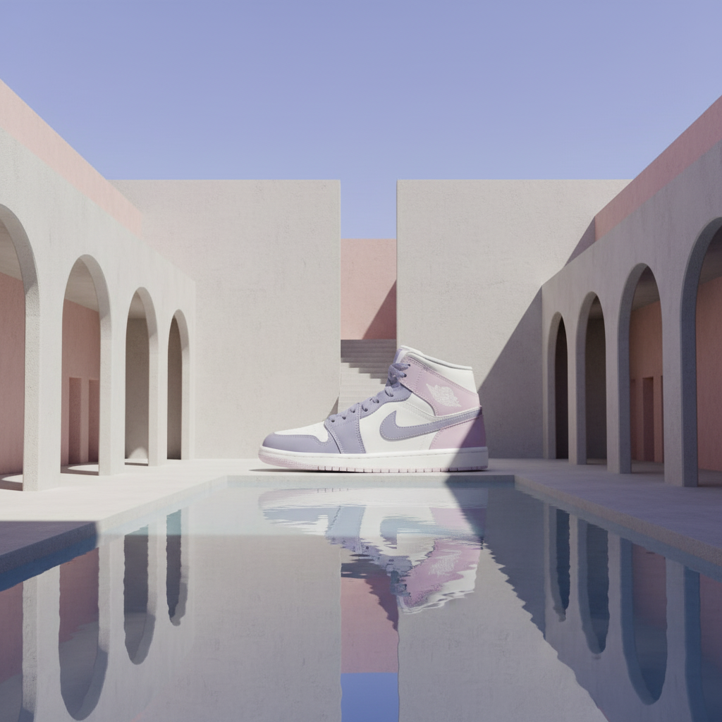 {
"concept": "Product as a monumental object in a surreal world.",
"subject": "The object from the attached image, scaled up to the size of a large statue.",
"setting": {"architecture": "The subject stands in the center of a minimalist, surreal courtyard inspired by the architecture of Ricardo Bofill or Luis Barragán.","elements": "Clean geometric lines, grand archways, a pool of perfectly still, reflective water, and a single staircase leading nowhere.","sky": "A flawless, clear sky in a vibrant, unnatural pastel color, like soft peach or lavender."},
"lighting": {"source": "Bright, direct sunlight from a high angle.","shadows": "Creates sharp, long, and dramatic geometric shadows that contrast with the soft colors."},
"style_notes": "Photorealistic render, surreal, minimalist, high-impact, artistic. --ar 4:5"
}